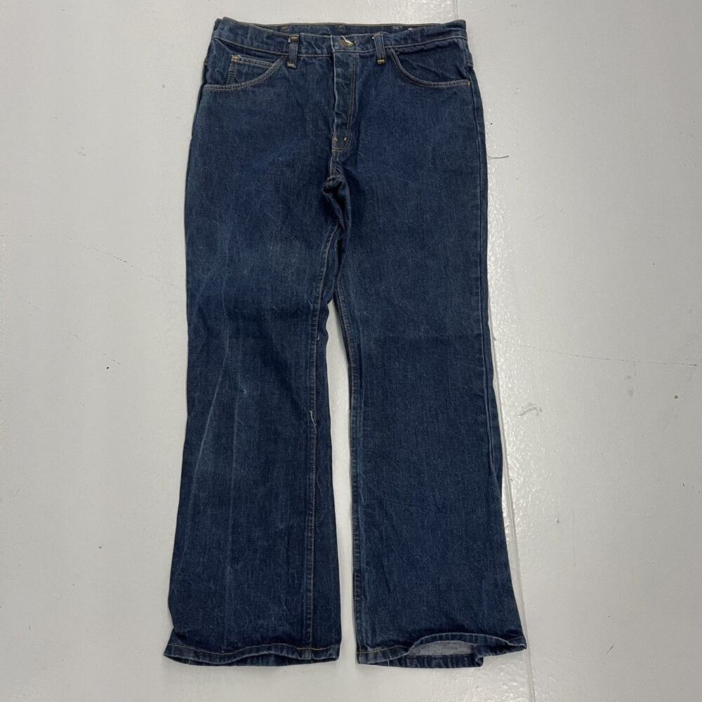 Vintage 70s Farah Dark Wash Western Bell Bottom Jeans 34x30